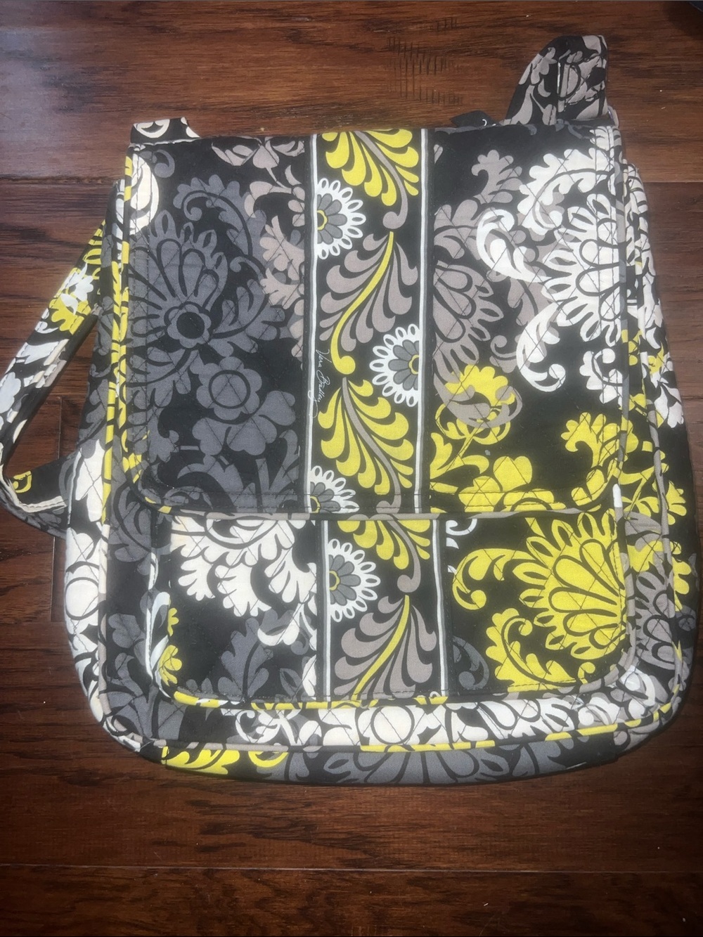 Vera Bradley Floral Yellow & Gray Quilted Crossbody Bag - Women Bags